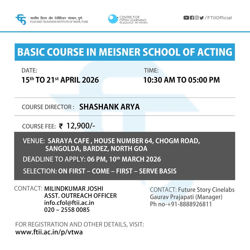 Basic Course in Meisner School of Acting in Goa (15 - 21 April 2026)