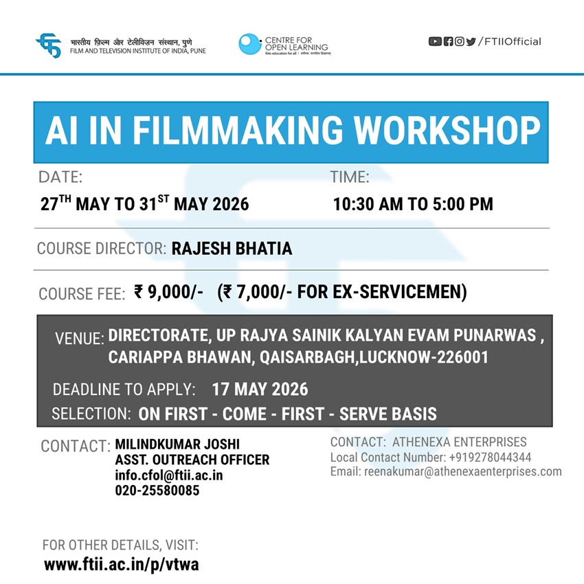 Workshop on AI in Filmmaking in Lucknow (27 - 31 May 2026)