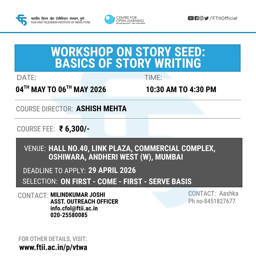 Workshop on Story Seed : Basics of Story Writing in Mumbai (04 - 06 May 2026)