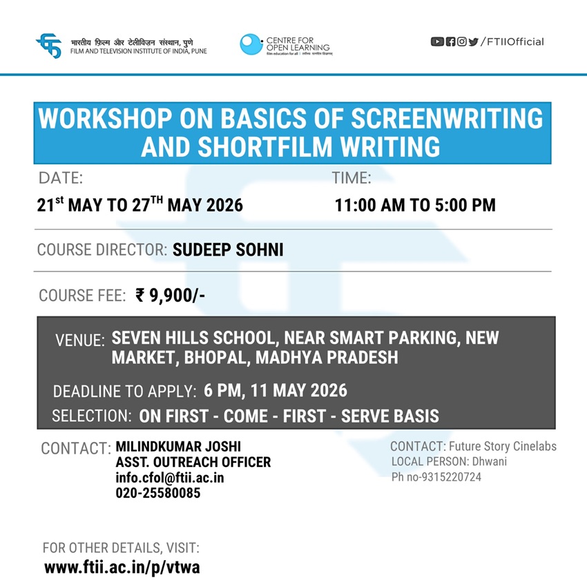 Basic of Screenplay Writing and Short Film Writing in Bhopal (21 - 27 May 2026)