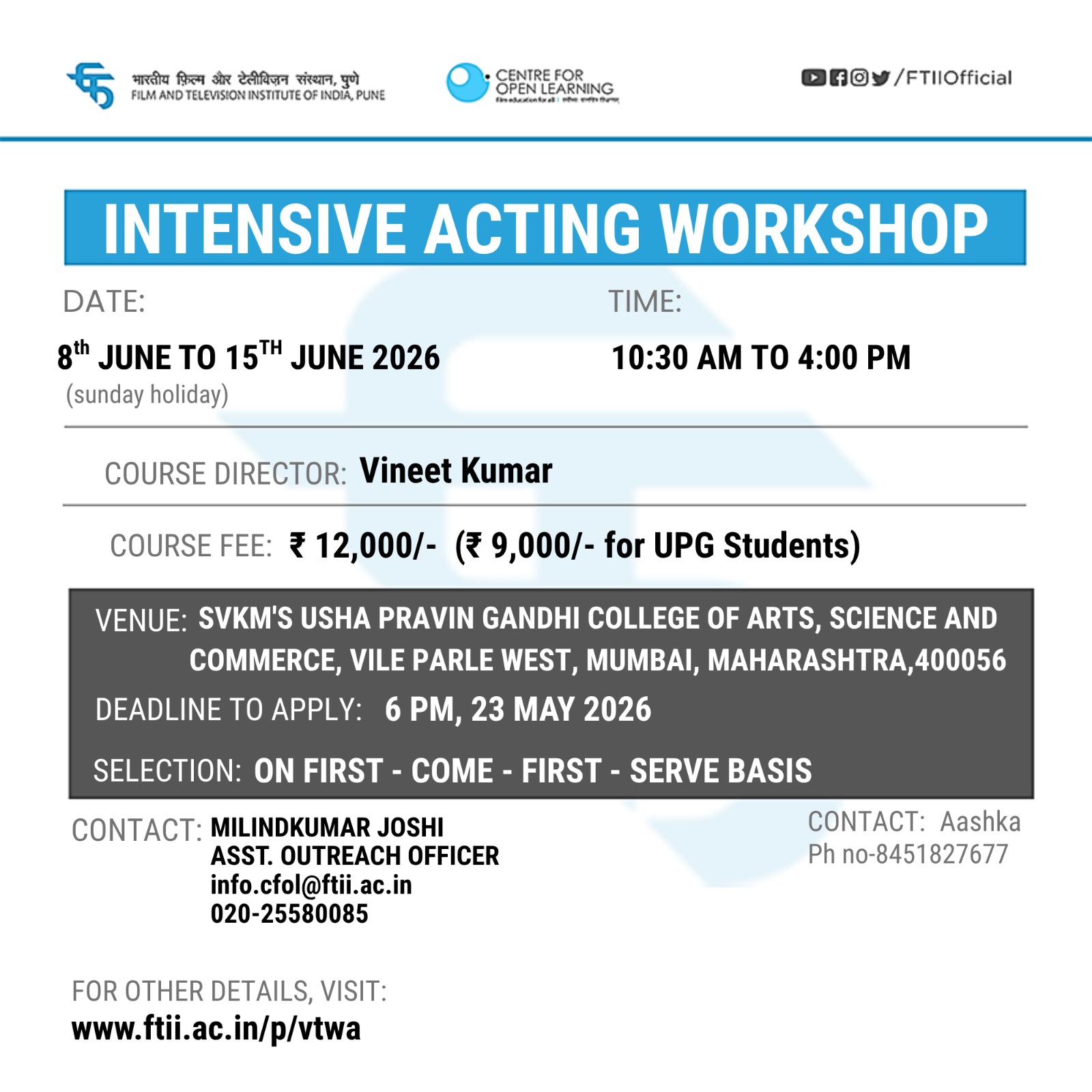 Intensive Acting Workshop in Mumbai (08 - 15 June 2026)