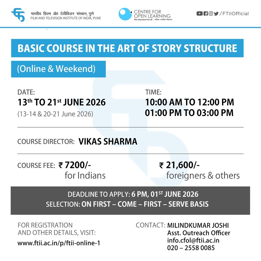 Basic Course in Art of Story Structure 13 - 21 June 2026 - (Weekend and online)
