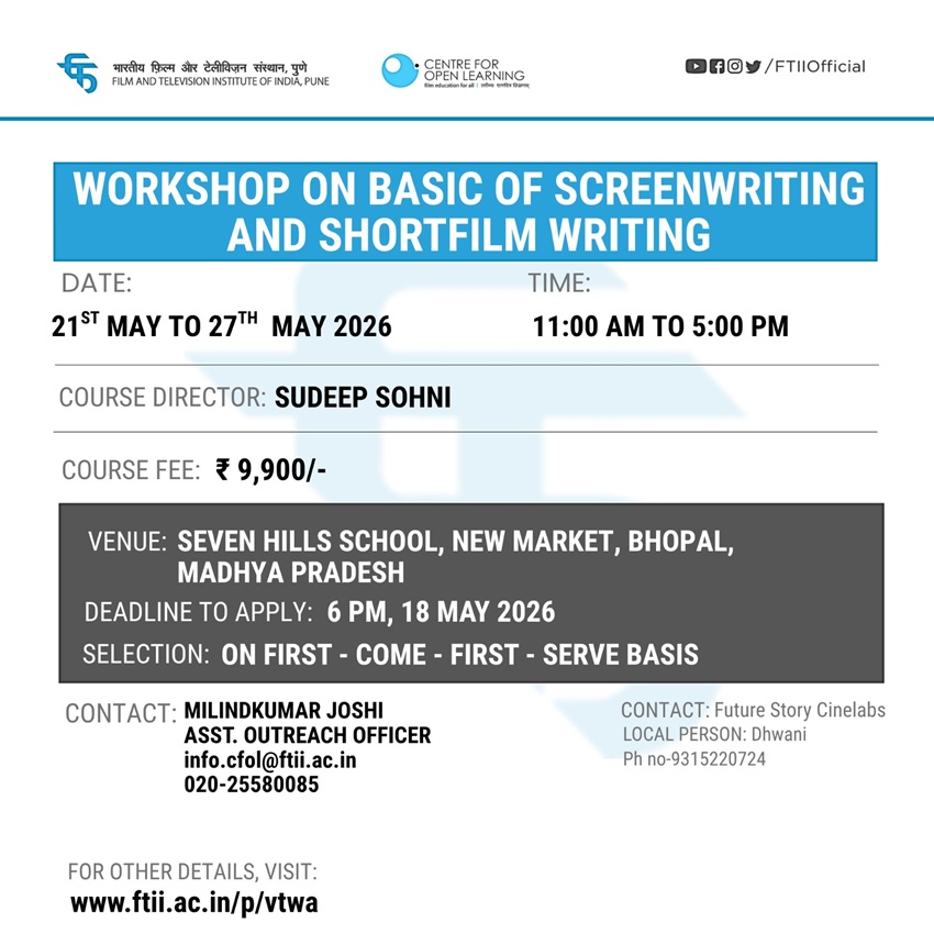 Basic of Screenplay Writing and Short Film Writing in Bhopal (21 - 27 May 2026)