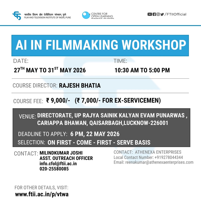 Workshop on AI in Filmmaking in Lucknow (27 - 31 May 2026)
