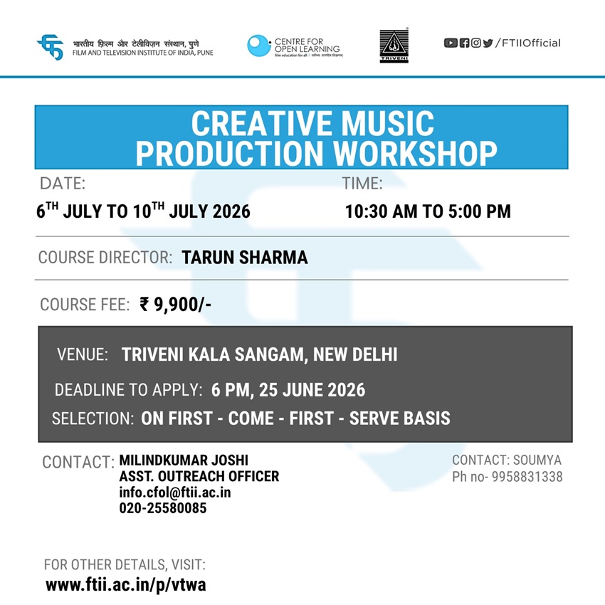 Creative Music Production Workshop in New Delhi (06 - 10 July 2026)