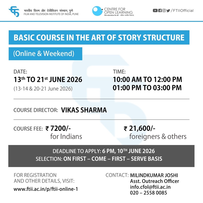 Basic Course in Art of Story Structure 13 - 21 June 2026 - (Weekend and online)