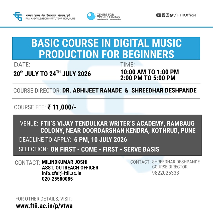 Basic Course in Digital Music Production For Beginners in Pune (20 – 24 July 2026)