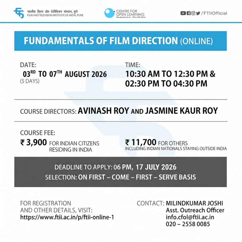 Fundamental of film direction (03-07 August 2026) - Online course 