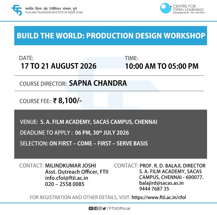 Build The World: Production Design Workshop  in Chennai (17 - 21 August 2026)