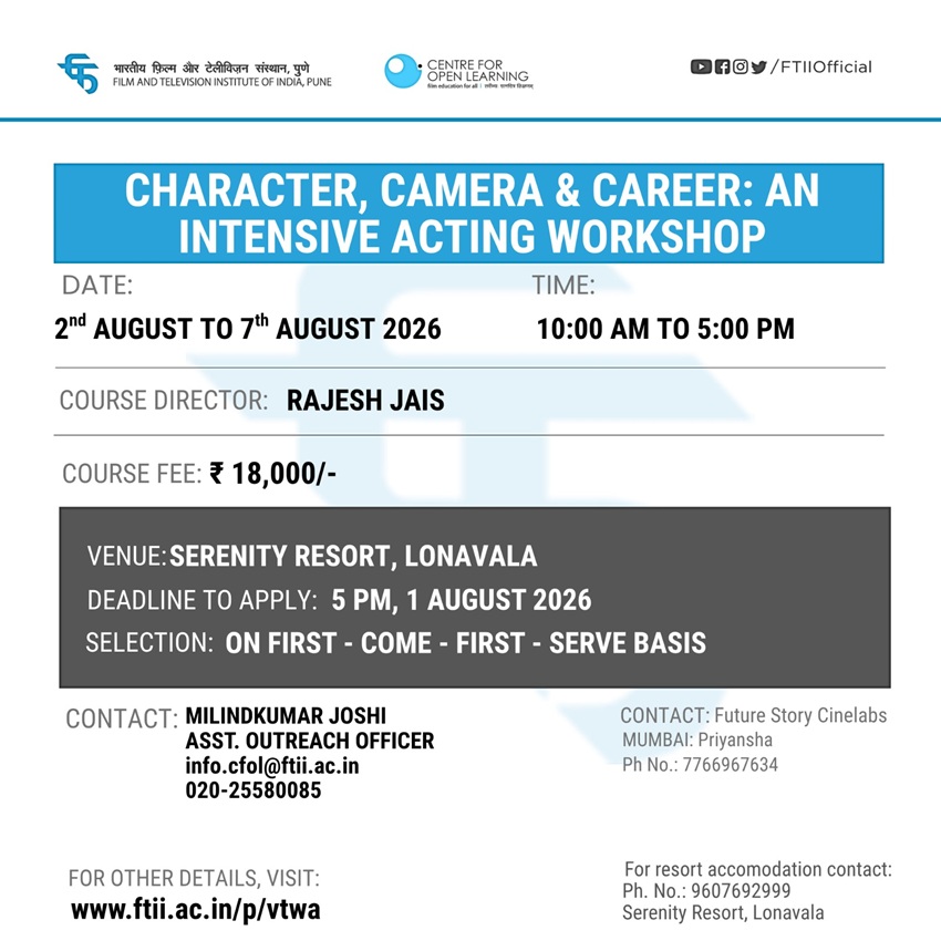 Character, Camera and Career An intensive Acting Workshop  in Lonavala (02 – 07 August 2026)
