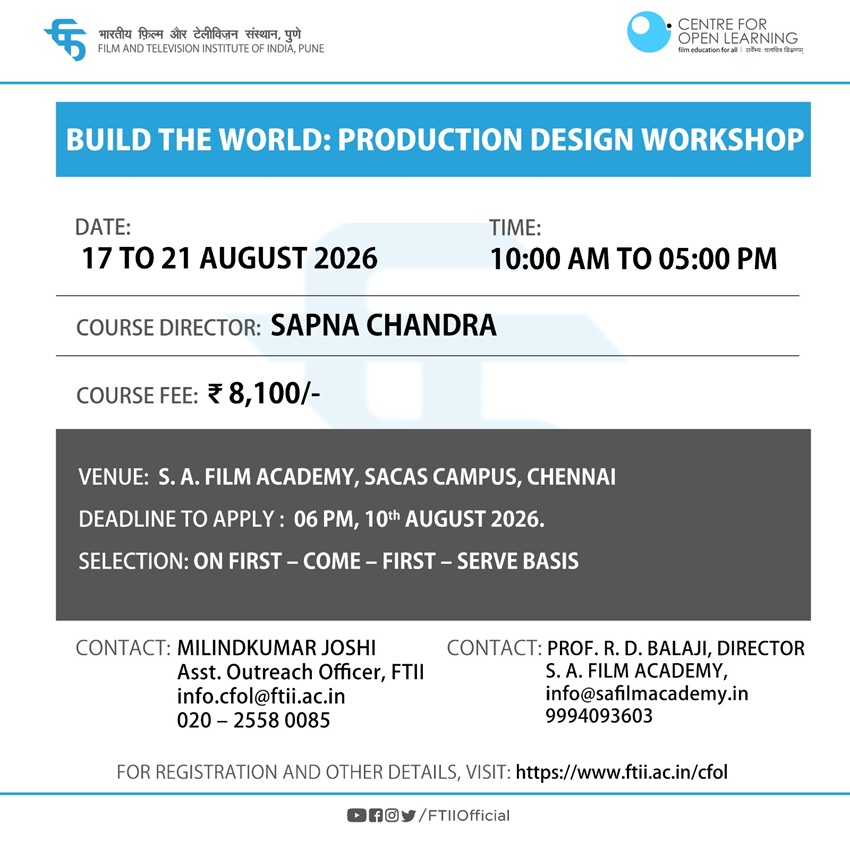 Build The World: Production Design Workshop  in Chennai (17 - 21 August 2026)