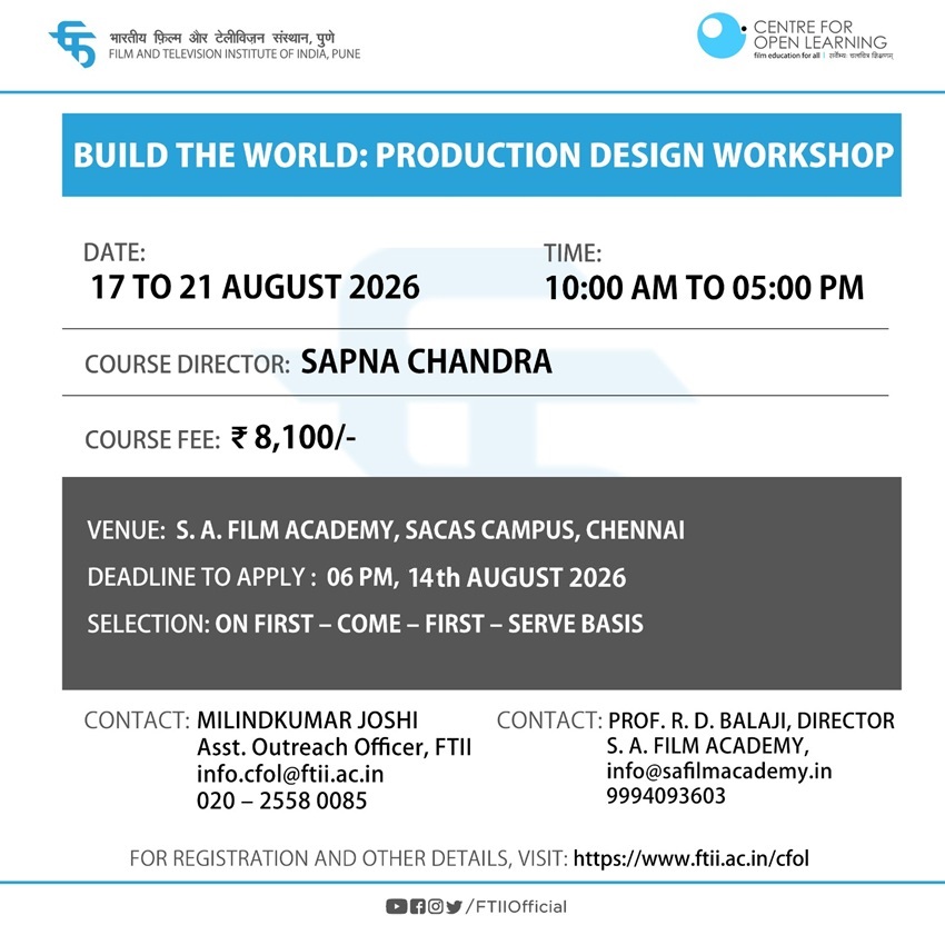 Build The World: Production Design Workshop  in Chennai (17 - 21 August 2026)
