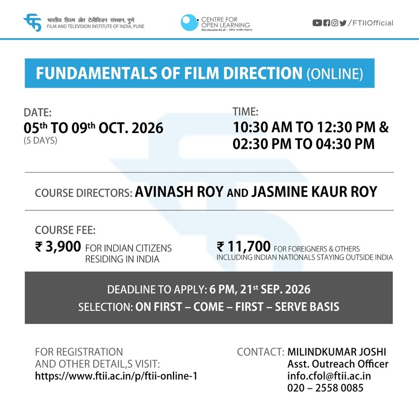Fundamentals of Film Direction (05 - 09 October 2026) - Online