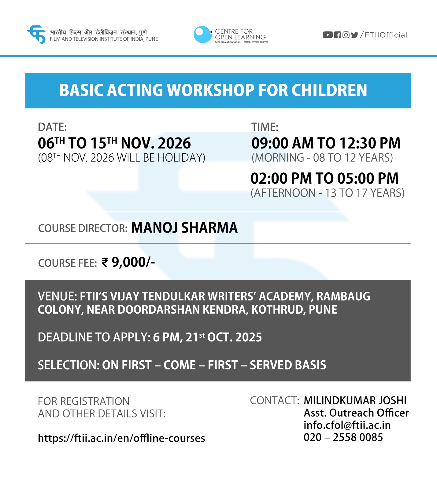 Basic Acting Workshop for Children in Pune (06 - 15 November 2026)