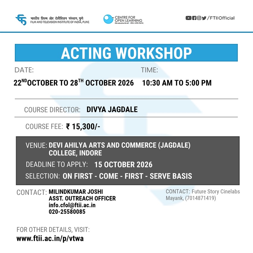 Acting Workshop in Indore (22 - 28 October 2026)