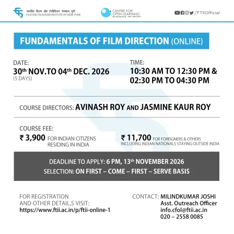 Fundamentals of Film Direction (30 November – 04 December 2026) - Online Course