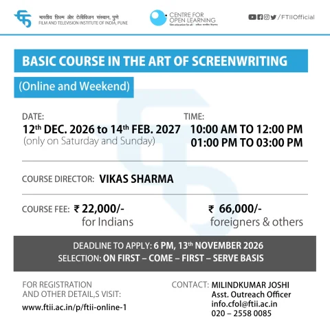 Basic Course in the Art of Screenwriting (12 December 2026 – 14 February 2027) - Online and Weekend 