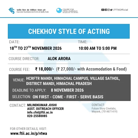 Workshop on Chekhov Style of Acting in Mandi (18 - 27 Nov 2026)