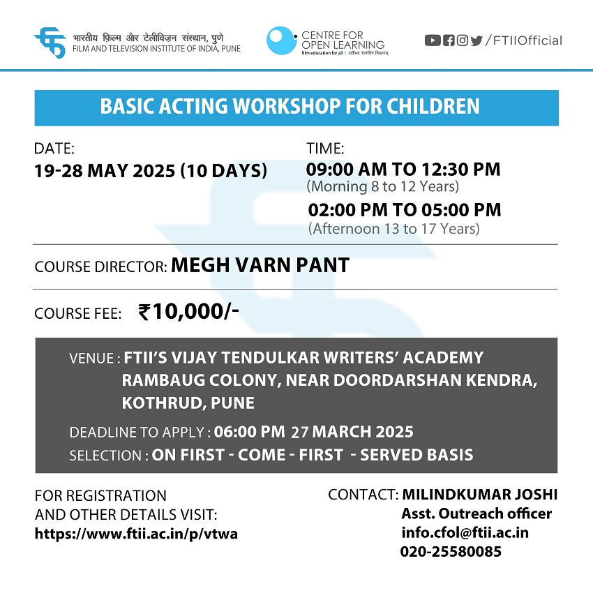 Basic Acting Workshop for Children in Pune from 19-28 May 2025