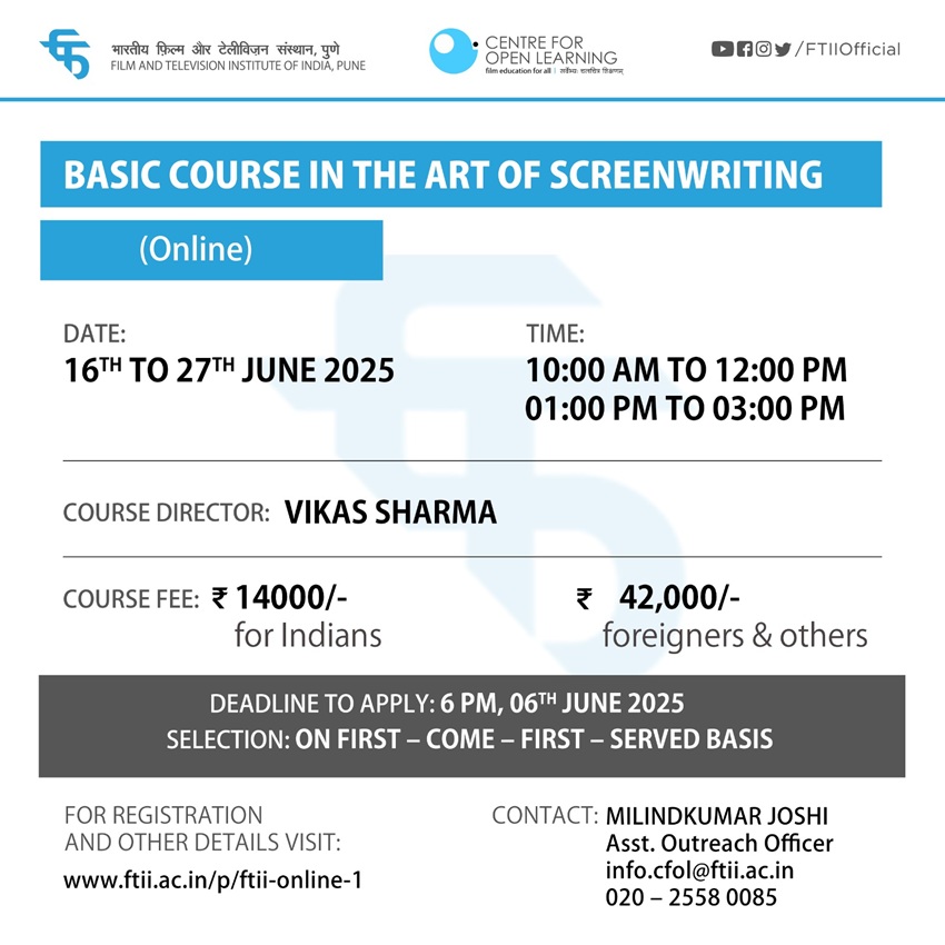 Basic Course in the Art of Screenwriting (16 - 27 June 2025) - Online