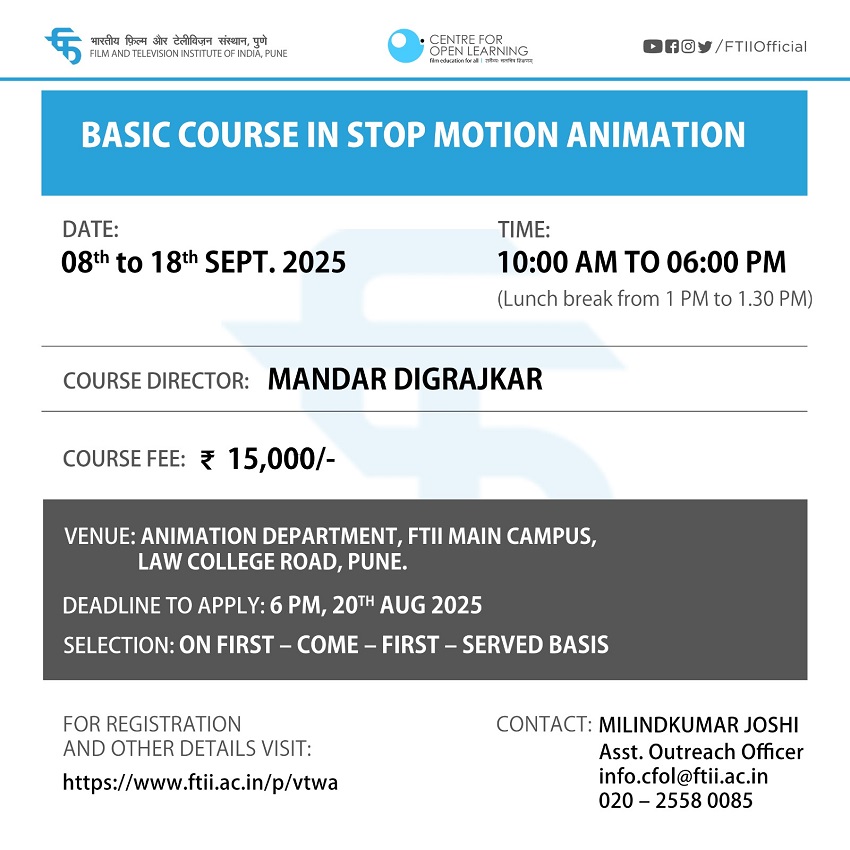 Basic Course in Stop Motion Animation (08 - 18 September 2025)