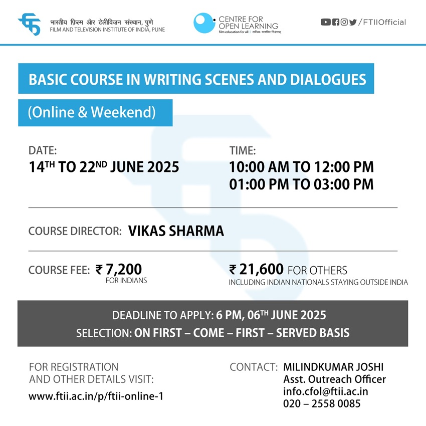 Basic Course in Writing Scenes and Dialogues (14-22 June 2025)