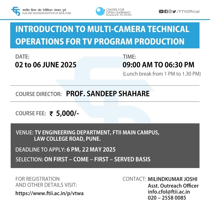 Introduction to Multi-camera Technical Operations for TV Program Production (02 - 06 June 2025)